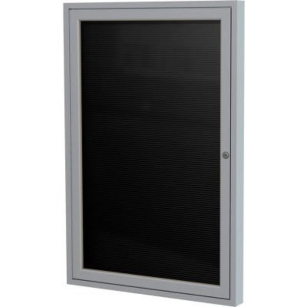 Ghent Ghent Enclosed Letter Board - Outdoor - Flannel - Silver Frame - 24" W x 36" H - Black PA13624BX-BK